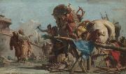 Giovanni Domenico Tiepolo Building of the Troyan Horse oil painting artist